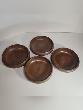Wooden Round Serving Bowls - Brown - Unbranded (Set of 4)